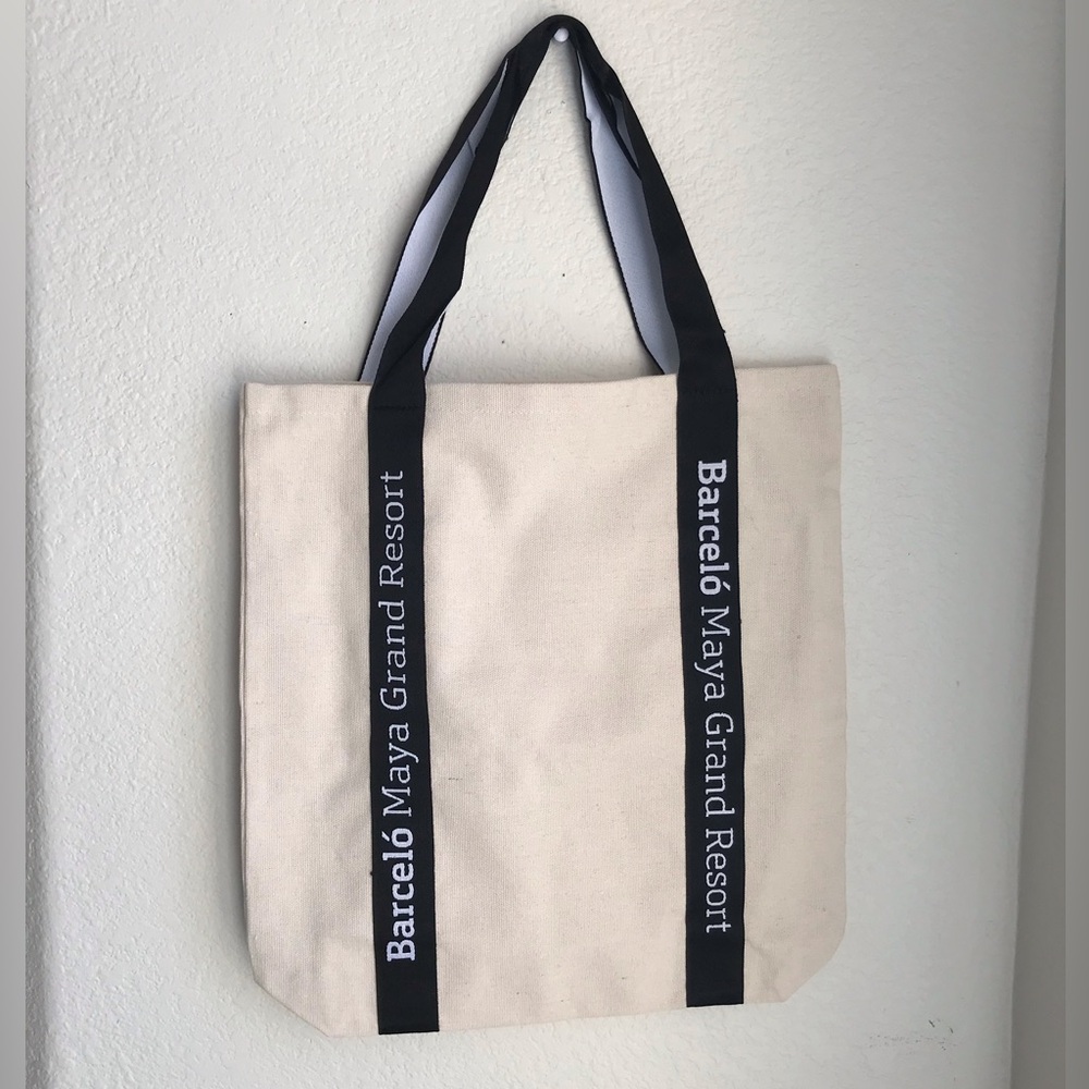 Barceló Maya Grand Resort Beige & Black New Medium Tote Shopping Travel Bag
